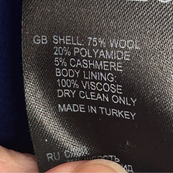 Reiss Royal Blue Flap Lapel Collared Snap Front Cashmere Blend Coat Sz XS - Picture 12 of 12